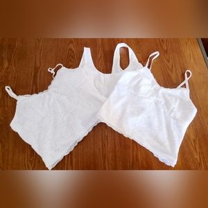 THREE CAMISOLE TOPS LACE